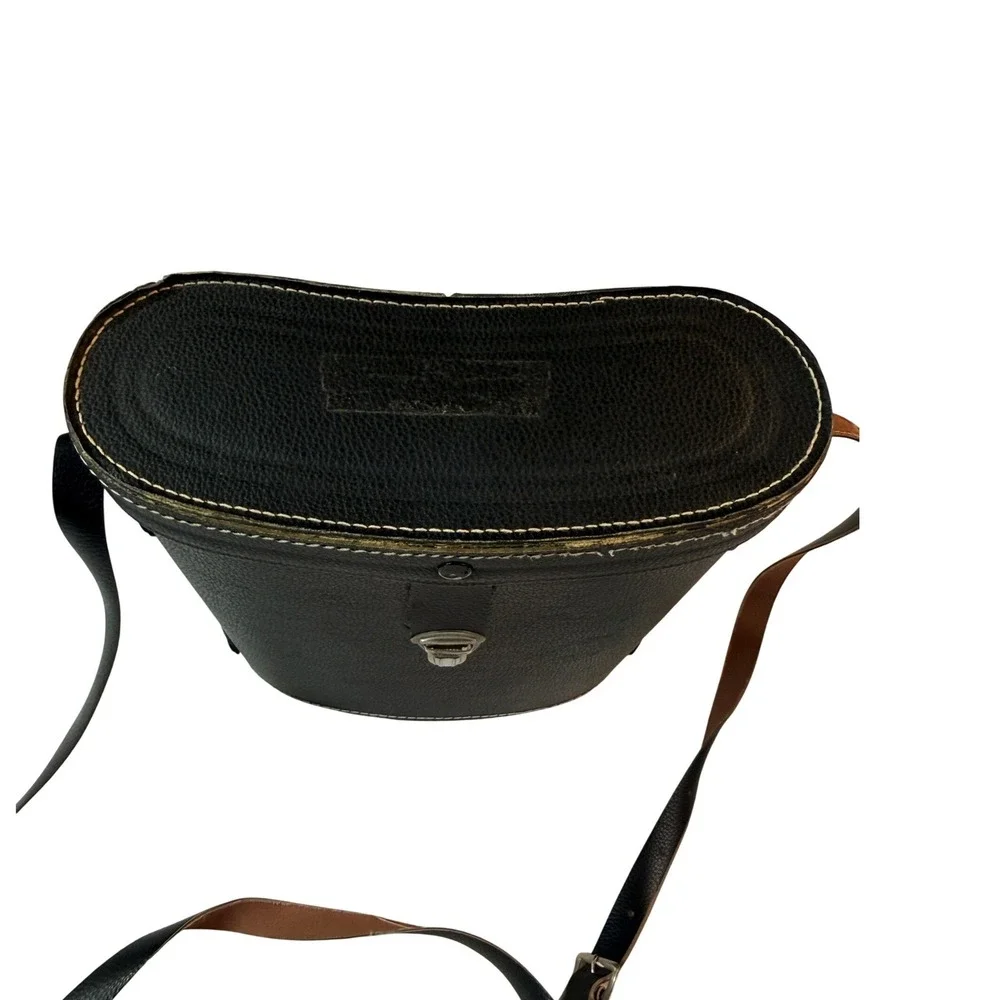 Tasco Binocular Case Vintage Japan Black Blue Velvet Lining Hard Shell Strap